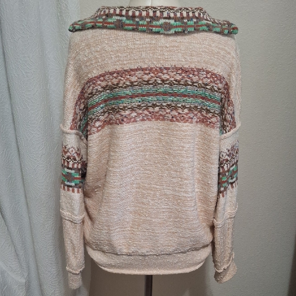 Pilcro Urban Outfitters Boho Multicolor V-neck Sweater Sz Sm - Picture 4 of 12